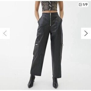 The Ragged Priest Vegan Leather, High Rise Women's Pants Zippers XS